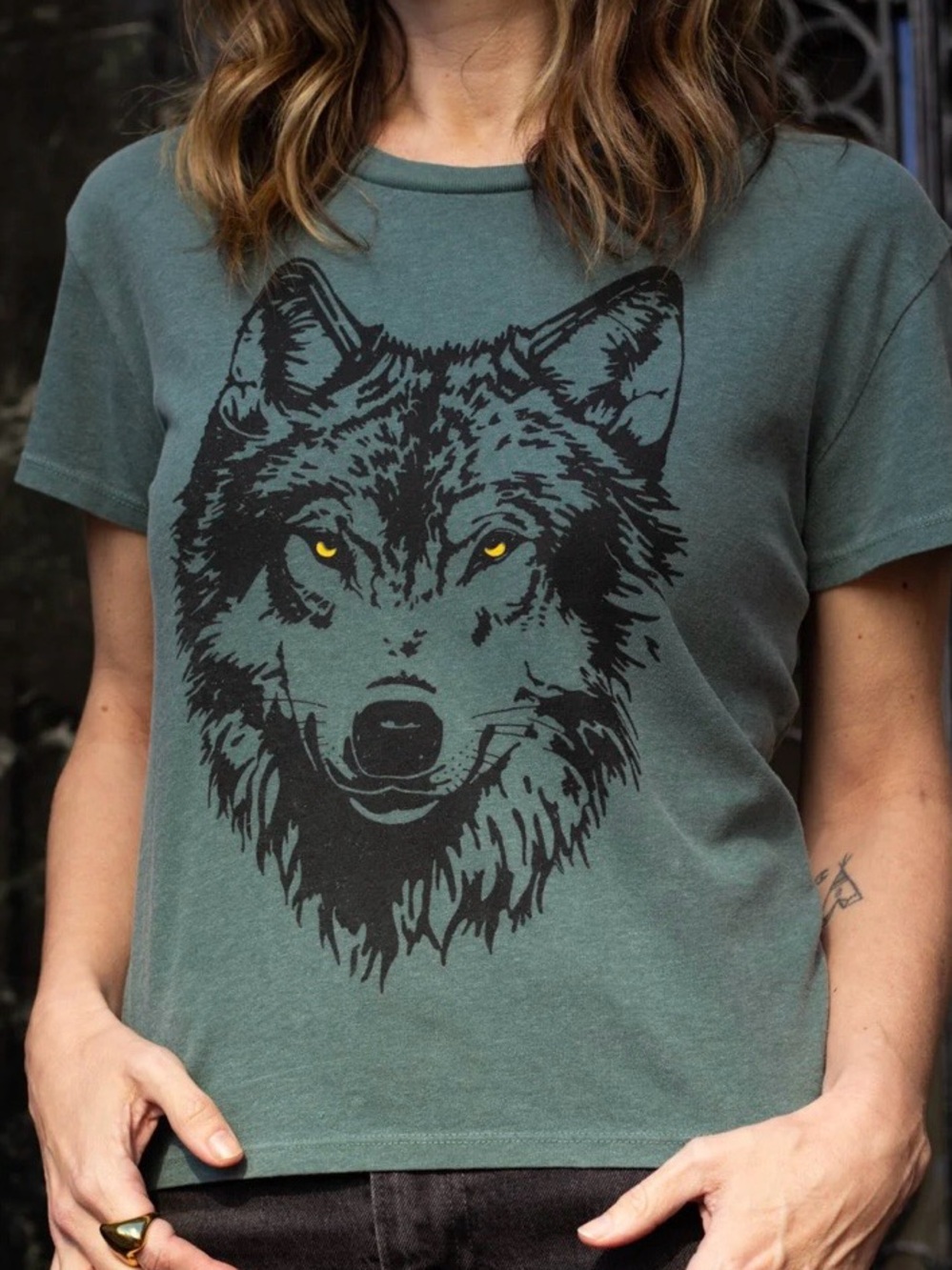 Thread Hippie “mother wolf" graphic tee on vintage green